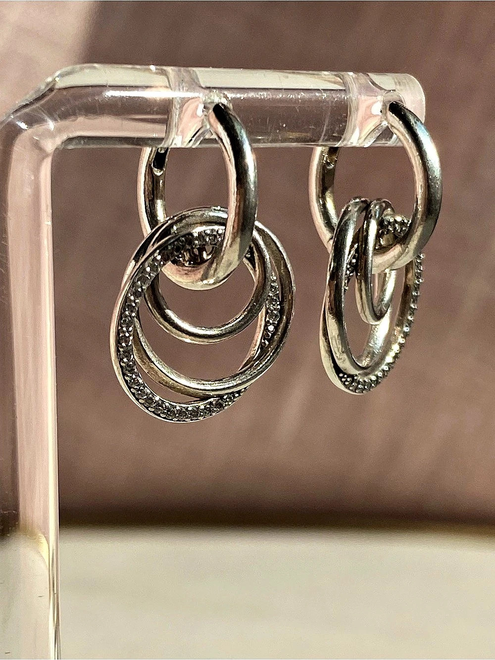 Pandora Family Always Encircled Hoop Earrings Silver Like New